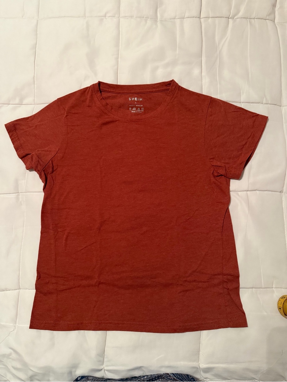 SHEIN Women's Rust Red Crew Neck Short Sleeve Tee